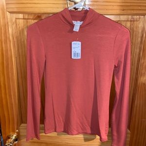 Long sleeve faux turtle neck top